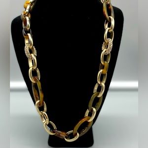 Ann Taylor Tortoise & Gold Accent 35” Chain Necklace.